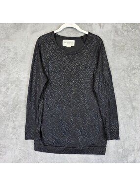 OBEY Propaganda T-Shirt Womens M Black Leopard Glitter Long Sleeve Tunic Top